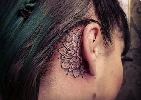 Tattoo Ideas Mandala, Half Mandala Tattoo, Small Mandala Tattoo, Behind The Ear Tattoo Ideas, Small Mandala, Half Mandala, Behind The Ear Tattoo, Behind Ear Tattoos, Ear Tattoo Ideas