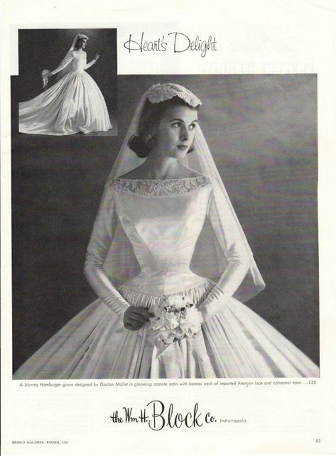 Vintage advertising print ad Bride dress 1955 Wedding Gaston Millet Gown Heart's | eBay | Bridal dresses vintage, Wedding gowns vintage, Vintage wedding dress pattern Vintage Wedding Dress Patterns 1950s, Vintage French Wedding Dress, Old Bride Dress, Vintage Wedding Ball Gown, 50s Wedding Dress Vintage, Vintage Italian Wedding Dress, 50s Wedding Dresses, Vintage Wedding Dress 1950s 1940s, 60s Bride