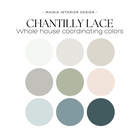 Discover the versatility of CHANTILLY LACE within Benjamin Moore's Color Palette, perfect for crafting a cohesive Whole house paint palette with Chantilly Lace serving as the coordinating color choice, ideal for cabinet paint color palette solutions that exude timeless elegance. These colors have been hand selected by me to create a cohesive Paint Color Scheme that work perfectly together and will give your home a designer touch. Benjamin Moore offers an extensive range of paint colors, each with its distinct undertones, which can sometimes make the selection process challenging. However, the colors in this collection have been thoughtfully picked to complement one another, simplifying the task of choosing the perfect paint combination for your space. -------------------------------------- Chantilly Lace Paint, Benjamin Moore Color Palette, Color Palette Whole House, Whole House Paint Palette, Chantilly Lace Benjamin Moore, House Paint Palette, Paint Benjamin Moore, Color Cabinet, Painting Bathroom Cabinets