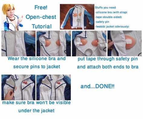 Open Chest Binding, Cosplay Techniques, Nagisa Cosplay, Cosplay Diys, Chest Binding, Chests Diy, Chest Binder, Great Costume Ideas, Binding Tutorial