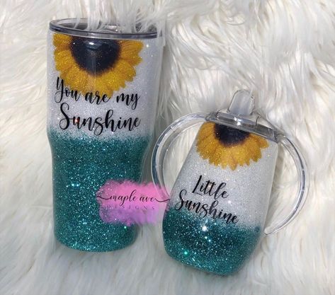 Cup Logo, Glitter Tumbler Cups, Epoxy Tumblers, Matching Mom, Tumbler Set, Tumbler Cups Diy, You Are My Sunshine, Tumbler Cups, My Sunshine