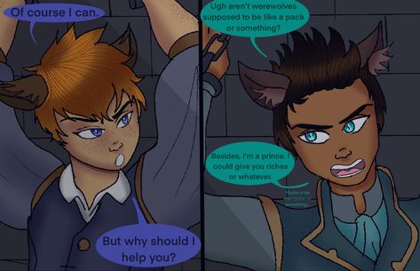 This is not supposed to be canon. The people in this comic are Fitz and Dex and they are werewolves in this AU. If you dont ship it and have something annoying/homophic to say, keep scrolling. Kotlc Art, Kotlc Fanart, Vampire Au, Disney Characters Videos, The Best Series Ever, Ship It, Lost City, Best Series, Owl House