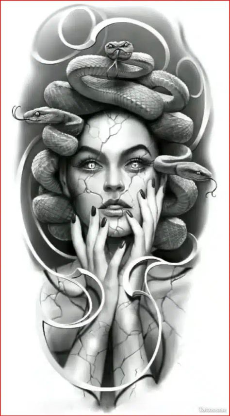 100+ Best Medusa Tattoo: A Mythical Beauty Tattoos With Meaning Medusa Artwork, Medusa Tattoo Design, Half Sleeve Tattoos Drawings, Realistic Tattoo Sleeve, Medusa Tattoo, Greek Tattoos, Dark Art Tattoo, Tattoo Design Book, Tattoo Art Drawings