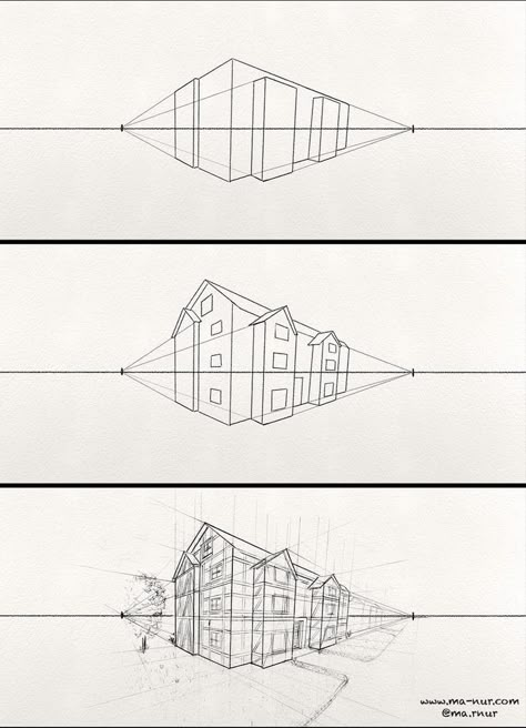 Two Point Perspective Drawing, Two Point Perspective, Perspective Drawings, Perspective Sketch, Nature And Architecture, Perspective Drawing Architecture, Architecture Drawing Plan, Free Drawing, Perspective Drawing Lessons