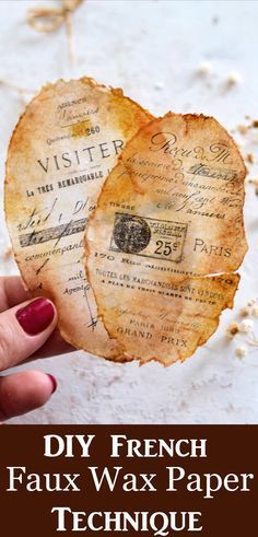 This DIY Craft Technique Tutorial will show you how to turn paper into something that looks like Antique French Wax Paper Labels! Free Printable is included. By Dreams Factory for Graphics Fairy. Paper Craft Techniques, Diy Wax, How To Age Paper, Graphics Fairy, Vintage Junk, Vintage Junk Journal, Paper Crafts Diy Tutorials, Wax Paper, Paper Projects