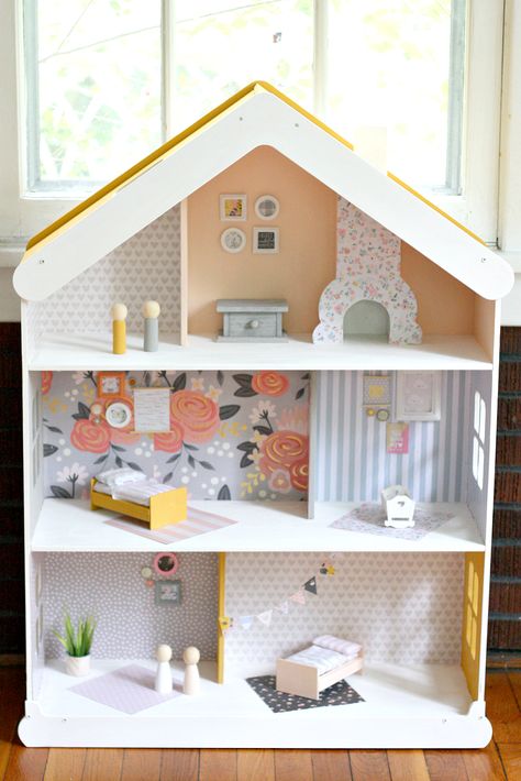 Cardboard Dollhouse, Dollhouse Tutorials, Doll House Plans, Pretty Life, Dollhouse Projects, Diy Projects For Kids, Modern Dollhouse, Create Decor, Dollhouse Kits