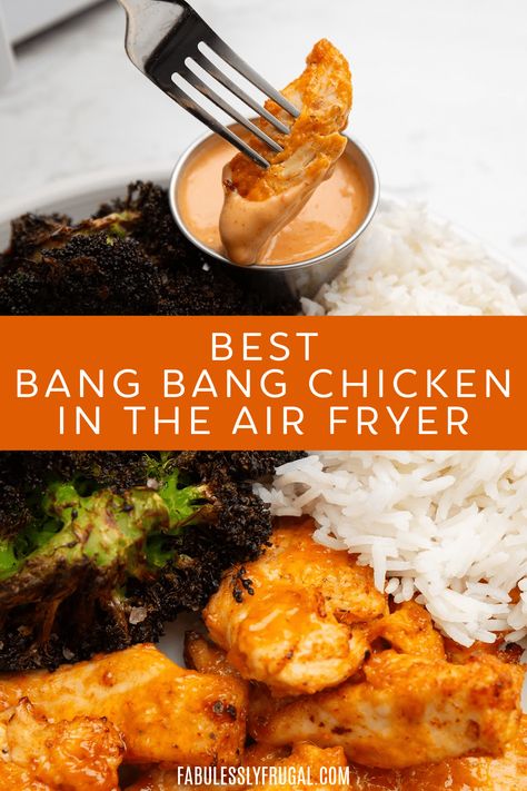 Air Fryer Bang Bang Chicken Recipe - Fabulessly Frugal Bang Bang Chicken Air Fryer Recipes, Bang Bang Air Fryer Chicken, Air Fryer Bang Bang Chicken, Bang Bang Chicken Air Fryer, Bang Bang Chicken Recipe, Food Ninja, New Air Fryer Recipes, Bang Bang Chicken, The Best Air Fryer