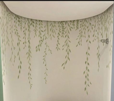 Wall Painting Ideas Leaves, Painting Plants On Walls, Vines Painted On Walls, Painted Vines On Wall, Vine Wall Painting, Nature Mural Wall, Leaves Wall Painting, Wall Paintings For Bedroom, Leaf Mural