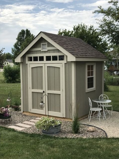 Garden Shed Exterior Ideas, Shed Exterior Ideas, Rubbermaid Shed, Sheds Ideas Backyard, Resin Sheds, Shed Landscaping, Shed Makeover, Pool Shed, Backyard Storage Sheds