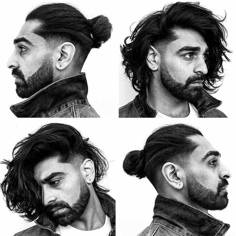 Long Hair Fade, Mode Poses, Man Bun Hairstyles, Undercut Long Hair, Men Hairstyle, Wavy Hair Men, Men's Long Hairstyles, Beard Hairstyle, Men Haircut Styles