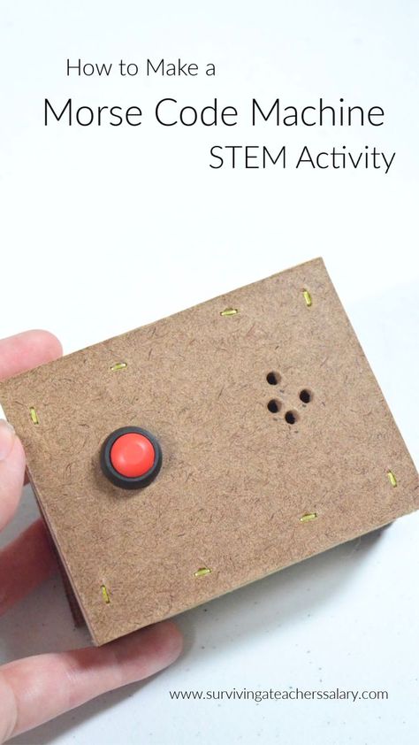 Easy tutorial with materials list on how to make your own morse code machine! A GREAT STEM activity for elementary students and teens alike! The wood box is optional. #STEM #build #engineer #create #maker #makerspace #diy #craft #teens #kids #activity #science #education #learning Morris Code, Learn Morse Code, Stem Projects For Kids, Stem Ideas, Stem Crafts, Stem Activity, Maker Project, Merit Badge, Stem Projects