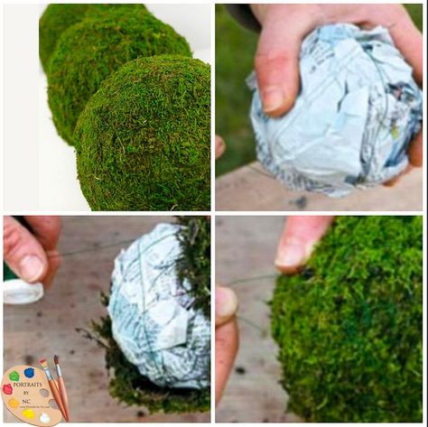 How to make Moss Balls | Diy moss ball, Moss decor, Moss balls . #Julkransar_Diy #Fairy_Landscape #Diy_Moss_Ball #Mos_Wand Diy Moss Ornaments, How To Make Moss, Moss Crafts Diy, Moss Balls Decor, Moss Crafts, Moss Diy, Diy Moss Ball, Fairy Landscape, Mos Wand