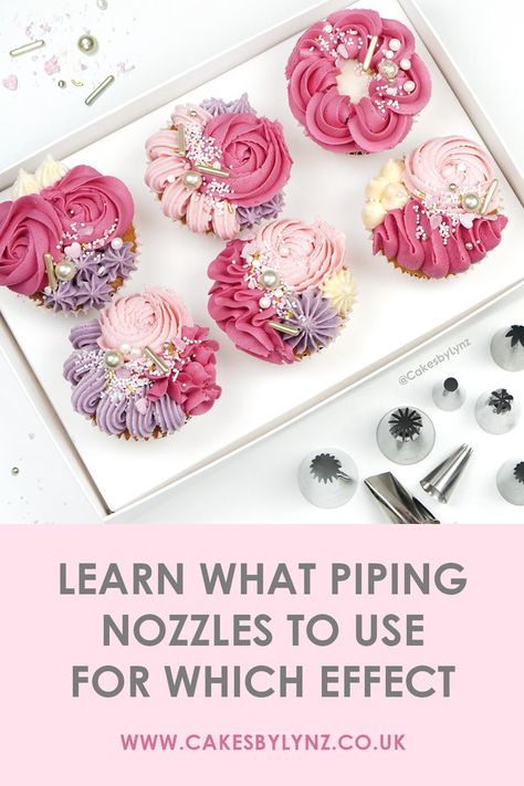 Learn what piping nozzles  / piping tips to use for your cupcake - Piping Techniques Handmade Crafts Ideas Creative, Handmade Crafts Ideas, Small Gift Wrapping, Cake Piping Techniques, Cupcakes Decoration Tutorial, Easy Cupcakes Decoration, Creative Homemade Gifts, Diy Mothers Day, Cupcake Piping