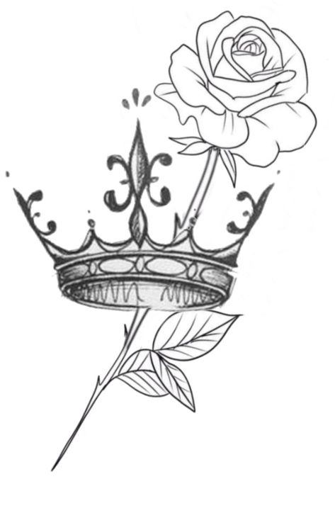 Crown With Roses Tattoo, Crown Flower Tattoo, Crown And Roses Tattoo, Rose And Crown Tattoo, Coronas Tattoo, Honey Tattoo, Flower Crown Drawing, Crown Tattoos For Women, Aa Tattoos