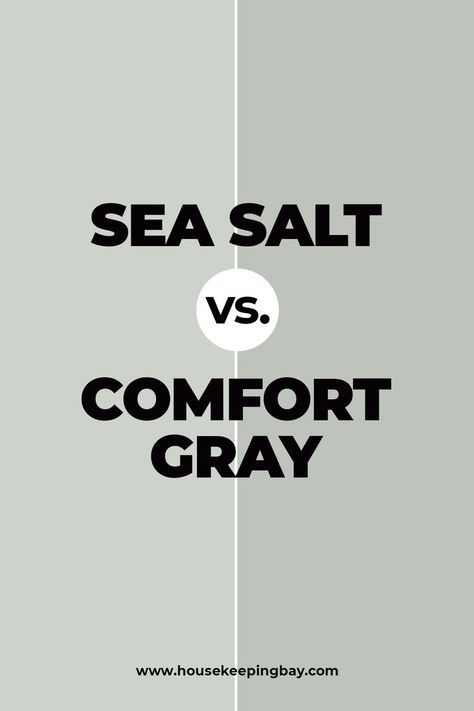 Sea Salt vs. Comfort Gray by Sherwin Williams Comfort Gray Sherwin Williams Front Door, Sea Salt Vs Comfort Gray, Sw Comfort Gray Bedroom, Sw Comfort Gray, Sherwin Williams Comfort Gray, Sw Sea Salt, Sea Salt Paint, Comfort Grey, Sea Salt Sherwin Williams