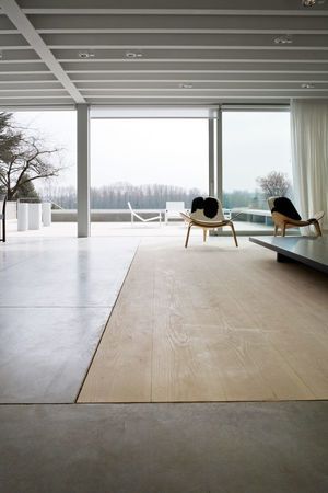 Transitional Floors // THE FINISH BLOG Interior Minimalista, Concrete Wood, Wooden Floor, Interior Floor, Transitional Decor, Floor Finishes, Wood Tile, Floor Design, Concrete Floors