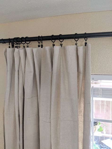 Canvas Drop Cloth Curtains, Painters Cloth, Mc House, Farmhouse Style Curtains, Canvas Curtains, Black Curtain Rods, Cloth Curtains, Camper Reno, Blackout Curtains Bedroom