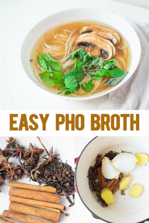 Pho Soup Recipe Easy, Veggie Pho, Vegetable Pho, Vegan Pho Recipe, Pho Soup Recipe, Vietnamese Noodle Soup, Vegetarian Pho, Easy Vietnamese Recipes, Pho Noodle Soup