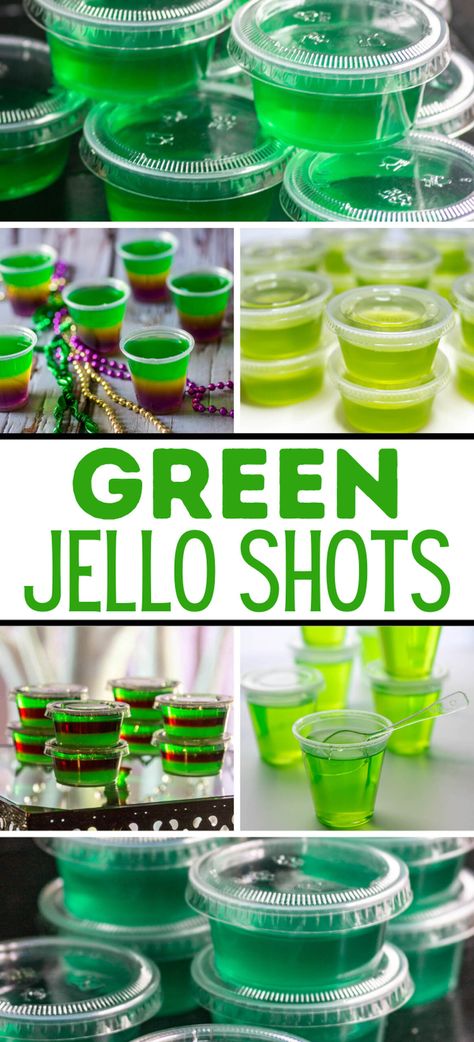 Green Jello Shots | Food  Drink Green Jello Shots, Lime Jello Shots, Tequila Jello Shots, Fireball Jello Shots, Strawberry Margarita Jello Shots, Margarita Jello Shots, Apple Pucker, Green Jello, Layered Jello