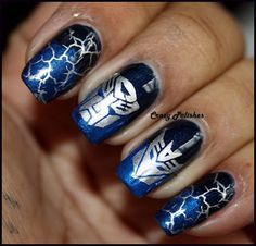 Trans nails Transformers Nails, Trans Nails, Superhero Nails, Nail Magic, Transformers 2, Transformers Memes, Crazy Nail Art, Transformers Funny, Goth Nails