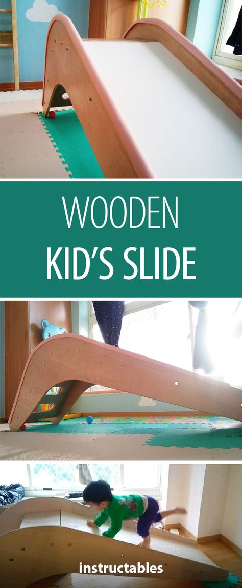 Making a wooden slide requires minimal tools and is great for beginners! Kids Bedroom Paint, Wooden Slide, Stair Slide, Diy Slides, Baby Slide, Diy Projects For Bedroom, Toddler Slide, Kids Rooms Diy, Kids Slide