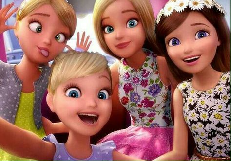 pinterest| @universexox ♏ Barbie Puppy, Sisters Movie, Barbie And Her Sisters, Princess Adventure, Barbies Pics, Princess And The Pauper, Barbie Sisters, Barbie Cartoon, Barbie Images