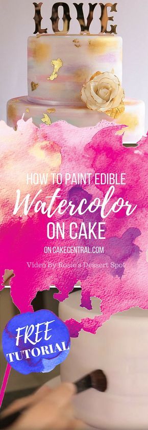 In this tutorial I demonstrate how to achieve a semi-blended watercolour look on your fondant cakes and how to then dress it up with edible... Fondant Cakes Kids, Watercolor Cake Tutorial, Cakes To Make, Hand Painted Cakes, Watercolor Cake, Creative Cake Decorating, Fondant Tutorial, Childrens Birthday Cakes, Painted Cakes