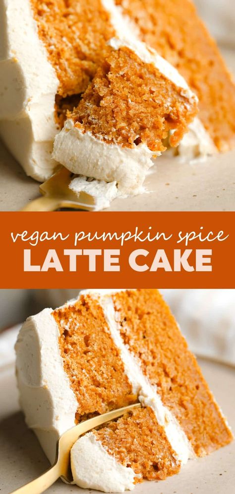 Pumpkin Spice Latte Cake, Vegan Pumpkin Spice Latte, Espresso Buttercream, Latte Cake, Nora Cooks, Vegan Pumpkin Cookies, Spiced Cake, Coffee Flavors, Vegan Frosting