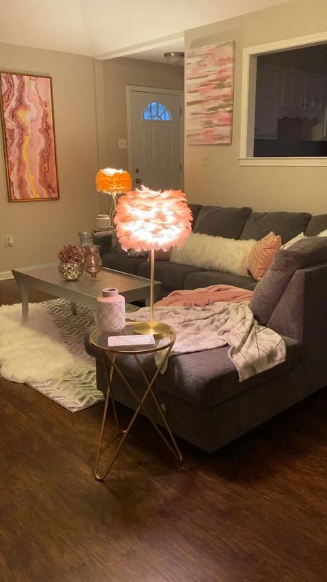 Gray And Rose Gold Living Room, Tan And Pink Living Room Decor, Rose Gold And Silver Living Room Decor, Pink Grey White Gold Living Room, White Pink And Gold Living Room, Living Room Decor For Women, Light Pink And Grey Living Room Decor, Pink Gray White Gold Living Room, Pink Gold Living Room Decor