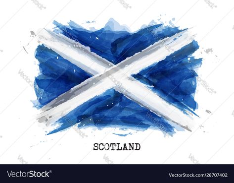 Art Easy Drawing, Flag Of Scotland, Scotland Flag, Scotland Art, Realistic Watercolor, Art Easy, Watercolor Painting, Scotland, Tourism