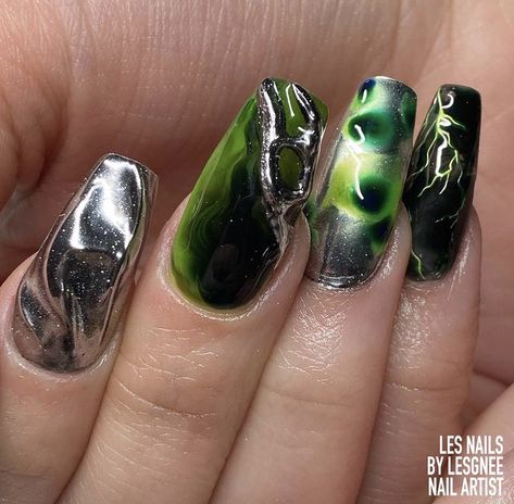 Neo Green Nails, Green Acrylic Nails, Green Nail Art, Green Nail, Fire Nails, Nails Inspo, Dope Nails, Green Nails, Nail Design