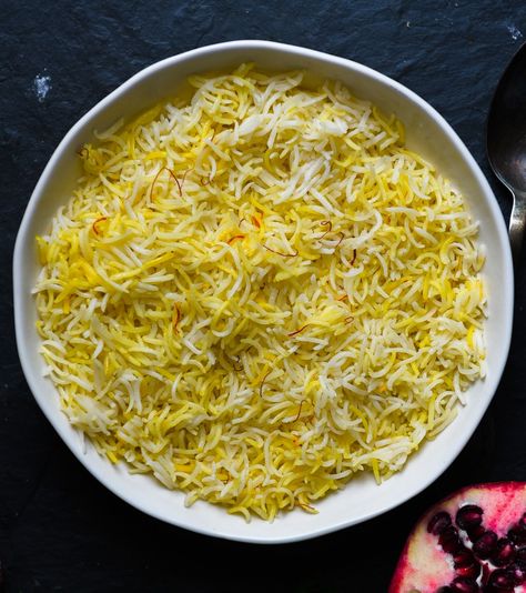 Simple Saffron Rice | Nourish Deliciously Saffron Basmati Rice, Saffron Rice, Potato Rice, Rice Grain, Warm Milk, Pot Meals, Basmati Rice, Popular Recipes, Mediterranean Recipes