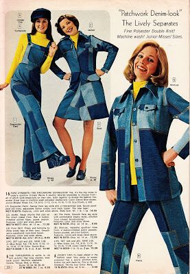 1970's Patchwork Denim 70s Mode, Style Année 80, 70s Denim, 1970's Fashion, 60s 70s Fashion, 70s Inspired Fashion, 70s Outfits, Seventies Fashion, 70’s Fashion