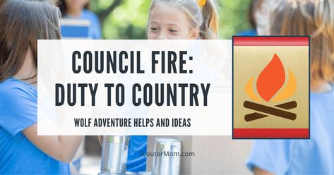 Council Fire (Duty to Country) is one of the Wolf required adventures. For this adventure, Wolves learn about being a member of a community. They plan a service project, look for ways they can help in their area, and actively participate in making their community better. Cub Scout Shirt, Flag Etiquette, Cub Scouts Wolf, Wolf Scouts, Printable Checks, Meeting Ideas, Community Service Projects, Wolf Paw, Job Chart