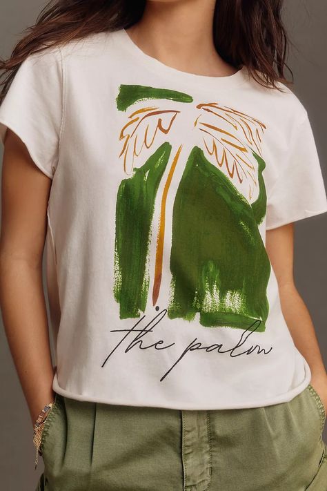 LouLou Avenue Palm Tree Graphic Tee | Anthropologie Palm Tree Graphic, Woman Graphic, Hawaii Shirts, Graphic Shirt Design, Tree Woman, Shirt Graphics, Tree Graphic, Tshirt Women, Hawaii Shirt