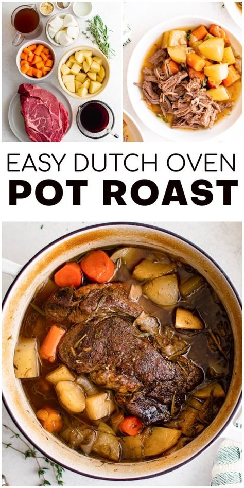 Roast In Dutch Oven, Pot Roast With Gravy, Roast With Gravy, Dutch Oven Pot Roast, Dutch Oven Beef, Oven Pot Roast, Easy Pot Roast, Winter Foods, Best Pot Roast