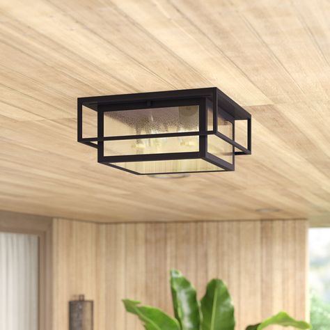 Mercury Row® Stumbaugh Espresso Bronze 2 - Bulb Outdoor Flush Mount & Reviews | Wayfair Porch Ceiling Lights, Porch Light Fixtures, Front Door Lighting, Front Porch Lighting, Wonderland Decor, Entry Lighting, Exterior Light Fixtures, Flushmount Ceiling Lights, Outdoor Flush Mounts