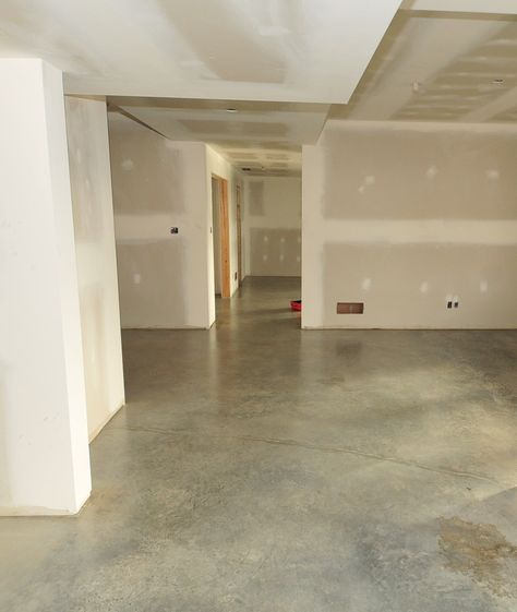 Existing concrete basement floors look amazing, naturally. A quick, cost-effective, stunning flooring option.     The top question we get 'AREN'T CONCRETE FLOORS COLD brrrrrrrr?' and our answer is always, 'expect the same temperature as tile or other natural stone flooring options.'    http://modeconcrete.blogspot.ca/2012/12/basement-concrete-floors-naturally-look.html Bathroom Flooring Options, Basement Repair, Concrete Basement Floors, Best Flooring For Basement, Basement Floors, Concrete Basement, Basement Flooring Options, Modern Flooring, Waterproofing Basement