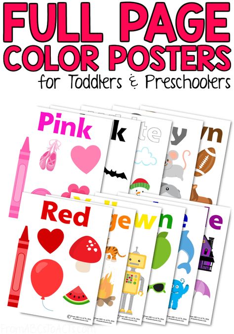 Working on teaching your toddler or preschooler their colors? These color posters are the perfect way to reinforce the colors that you're working on while building vocabulary and early literacy skills at the same time! Just print them out and hang them up! Colors Posters Free Printable, Kindercare Toddler Classroom, Colors Preschool Printables, Teaching Colors To Toddlers, Teaching Toddlers Colors, Preschoolers Activities, Toddler Printables, Building Vocabulary, Colors Poster