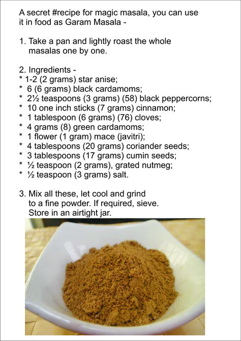 Garam Masala Powder Recipe, Masala Ingredients, Garam Masala Recipe, Garam Masala Powder, Masala Powder Recipe, Homemade Curry, Spice Blends Recipes, Spice Mix Recipes, Mutton Recipes