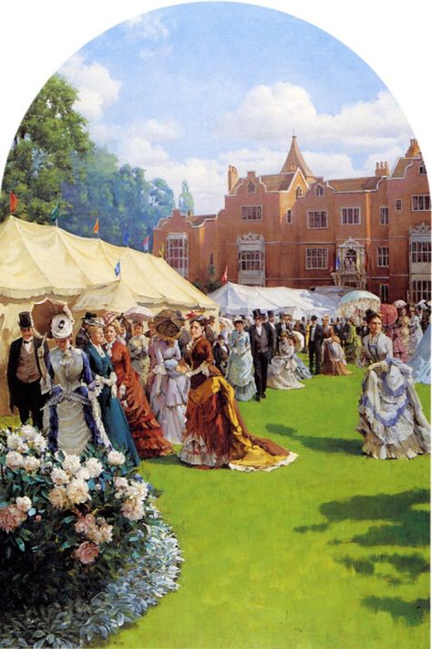 Sunny afternoon: a garden party in Holland Park | The Library Time Machine Era Victoria, Ray Davies, Victorian Paintings, Victorian Garden, Holland Park, 19th Century Fashion, Sunny Afternoon, Victorian Wedding, Regency Era