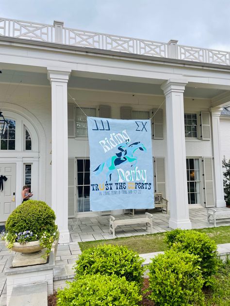 Kentucky Derby Sorority Banner, Sigma Chi Derby Days Banner, Derby Days Banner, Sorority Banner, Sigma Chi, Sorority Bid Day, Tri Delta, Banner Ideas, Derby Day