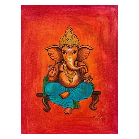 Beautiful Ganesha Painting. Ganesha (ART-3512-100649) - Handpainted Art Painting - 11 in X 14in by Artist Abhishek Namdeo. Please click here to buy this painting https://www.fizdi.com/ganesha-art-3512-100649-handpainted-art-painting-11-in-x-14in/ #fizdiofficial #acrylic #canvas #acrylicpainting #painting #canvasart #artforsale #canvaspainting #ganesha #bappa #ganpati #ganesh Easy Acrylic Painting Ideas Simple, Ganesh Ji Painting, Ganpati Painting, Baby Ultrasound Pictures, October Quotes, Buddha Art Drawing, Baby Ultrasound, Ultrasound Pictures, Ganesh Ji