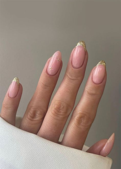 glitter nails, festive nails, new year eve nails, glitter tip nails, glitter french tip nails, festive nail art White Nails With Gold, Glitter French Tips, Elegant Nail Art, Tip Nails, 2023 Trends, New Year's Nails, Prom Nails, Glitter Nail Art, Cute Nail Designs