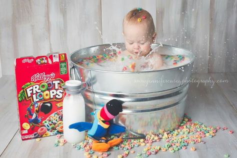 Fruit loops vs lucky charms milk bath shoot Milk Bath Shoot, Baby Milk Bath, Milk Photography, Milk Bath Photos, Bath Pictures, Milk Bath Photography, Bath Photography, Metal Tub, Baby Photoshoot Boy