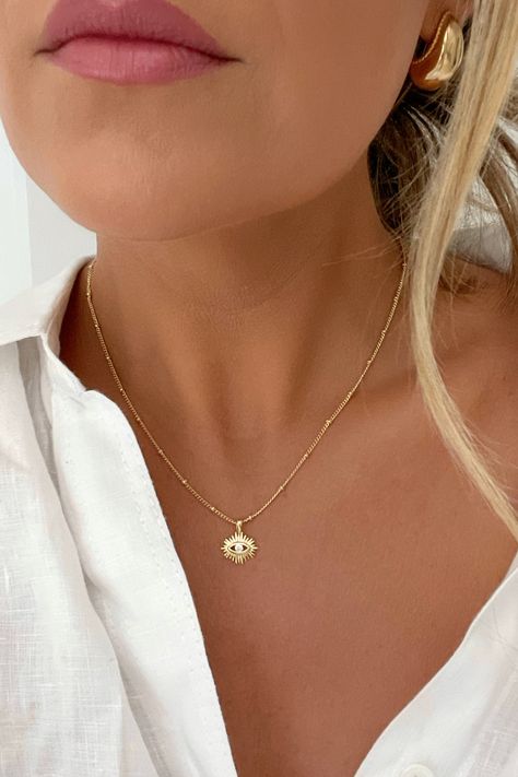 Modern Accessories, Protection Necklace, Dainty Gold Necklace, Evil Eye Necklace, Eye Necklace, Dainty Jewelry, Gold Filled Chain, Gold Filled Jewelry, Evil Eye