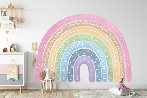 Excited to share this item from my #etsy shop: Large Boho Watercolour Pink Rainbow, Soft Rainbow Wall Decal, Nursery Wall Decal Rainbow Unicorn Wall Mural, Boho Rainbow Painted Wall, Pastel Rainbow Mural, Rainbow Wall Painting Ideas, Rainbow Mural Kids Room Diy, Rainbow Mural Kids Room, Rainbow Paint Wall, Rainbow Theme Room, Rainbow Wall Painting