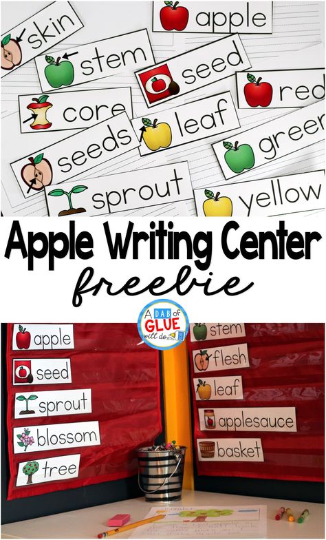 Apple Writing Center has everything that you need to include into your literacy rotations when learning about apples. Apples For Kindergarten, Apple Writing Center Preschool, Apple Writing Activities Preschool, Apple Learning Activities, Apple Literacy Centers Kindergarten, Apple Study Preschool, Apple Unit Kindergarten, Apples Theme Preschool, Kindergarten Apple Activities