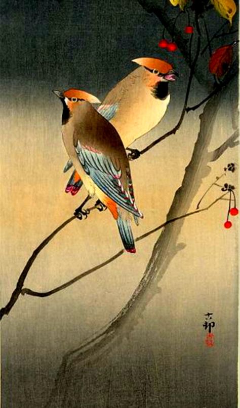 Berries Drawing, Koson Ohara, معرض فني, Art Chinois, Ohara Koson, Japon Illustration, John James Audubon, Popular Art, Art Japonais