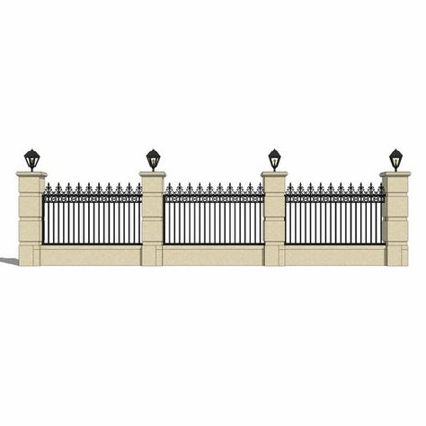 Wall fence Fence Design Drawing, Classic Fence, Metal Brick, Fence Wall Design, Front Wall Design, House Fence Design, Boundary Wall, Elevation Drawing, Wall Fence